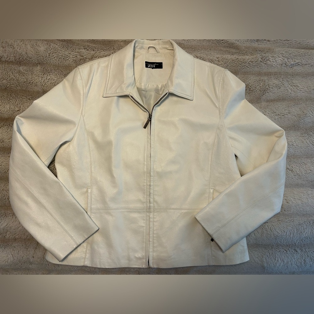 Black Rivet Cream Leather Jacket